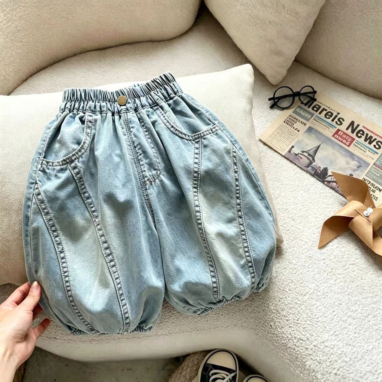 Pantalones para niños de verano delgados nuevos pantalones vaqueros para niños de linternas de pantalones de verano para niños image 3