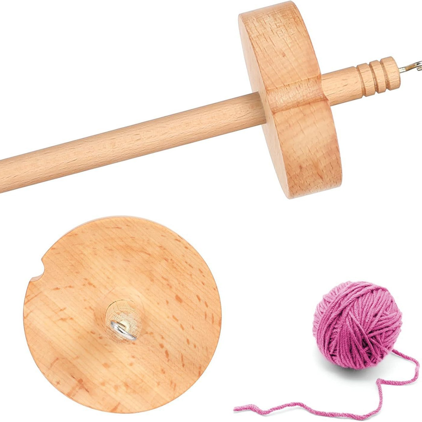 Drop spindle en husillo de madera Drop Shuttle hilo textil herramienta de torsión mano herramienta de hilo mezclado