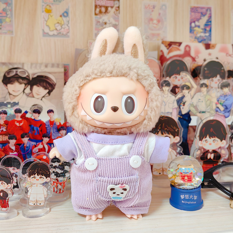 Labubu accesorios de ropa 15cm colgante tire paño muñeca ropa oso suspender pantalones camiseta traje