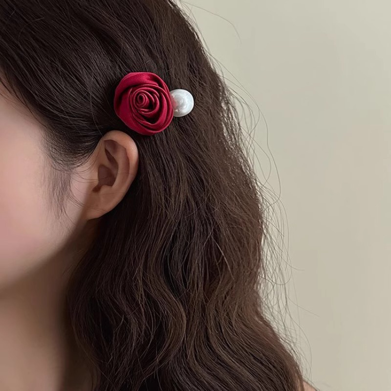 甘い真珠の愛のヘアピンの額の砕髪の前髪の少女の心の王女のヘアピンのかわいいアヒルの口の髪飾り|undefined