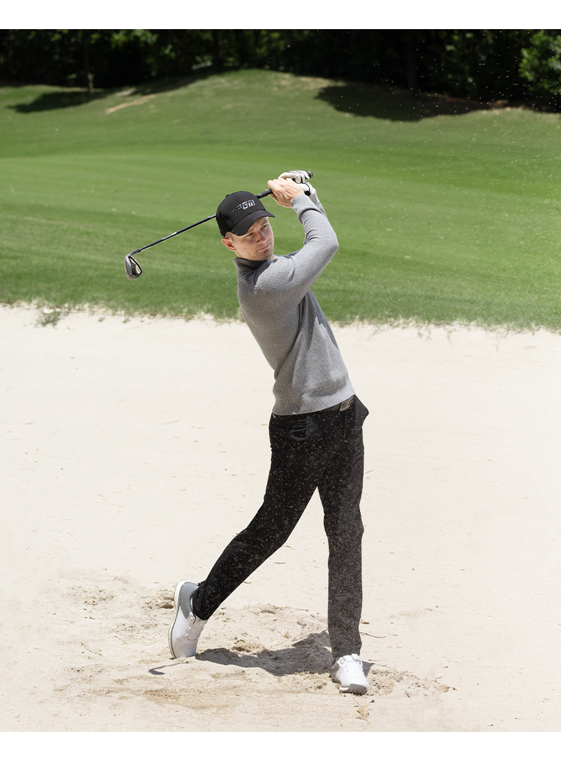 Áo len golf nam cổ đứng dệt kim giữ ấm mùa thu đông — YF720-Áo len màu xám mặt trăng chi tiết 9