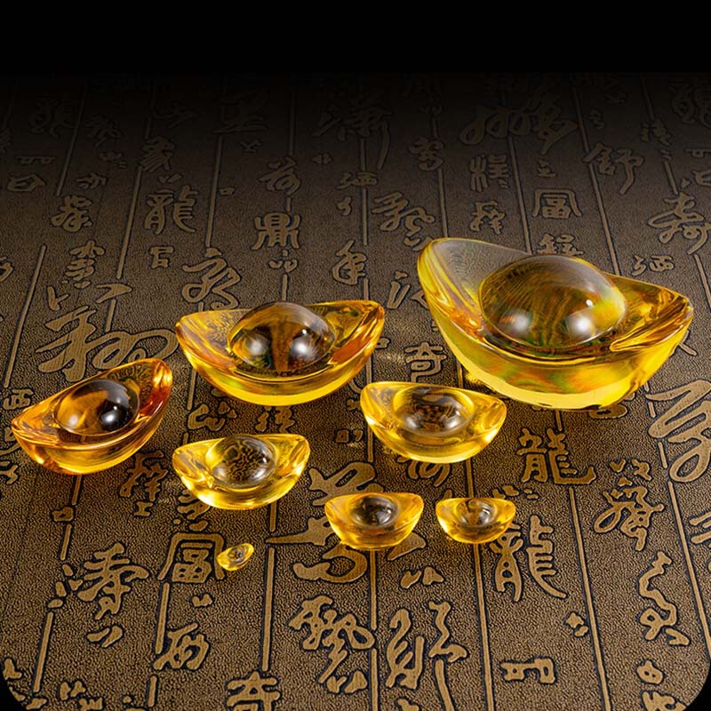 Crystal Glazed Small Ingot Opening Gift Home Office Desk Cornucopia Decoration Accessories Crafts Ornaments