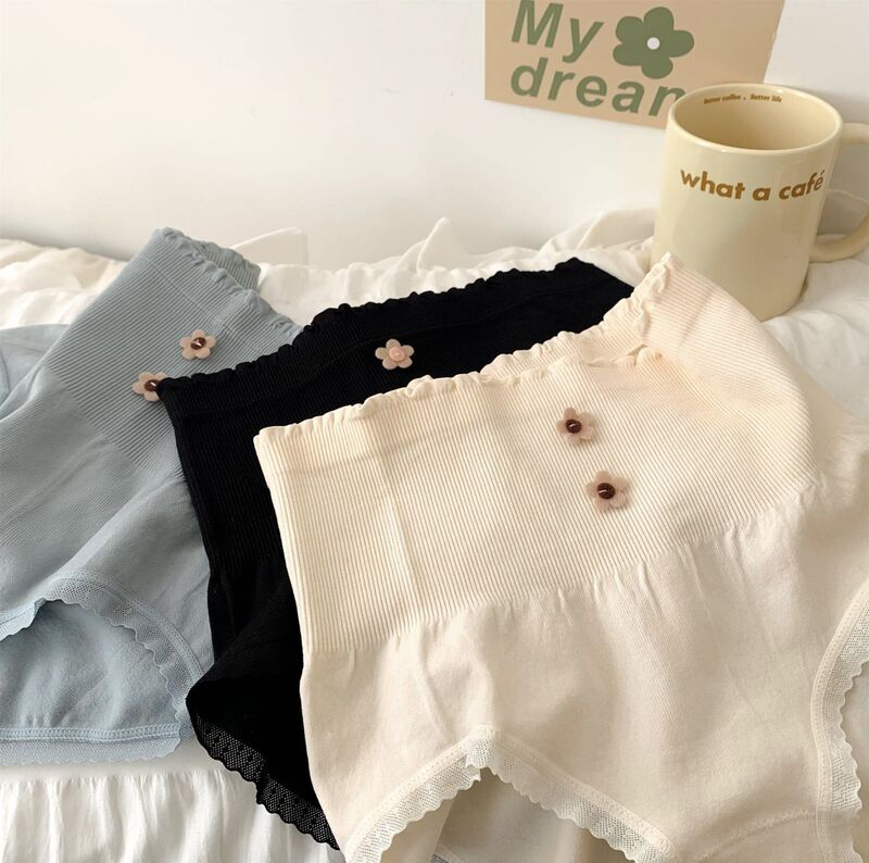 Japanese-style Lace-trim Belly-waist Pants Peach Hip-lifting High-waist High-elastic Breathable Seamless Soft Women's Waist-protecting Briefs Japanese-style Lace-trim Belly-waist Pants Peach Hip-lifting High-waist High-elastic Breathable Seamless Soft Women's Waist-protecting Briefs