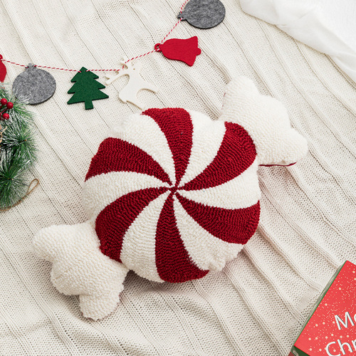 ins style pillow new year holiday decoration pillow bedroom bedside cushion christmas red candy doll pillow case