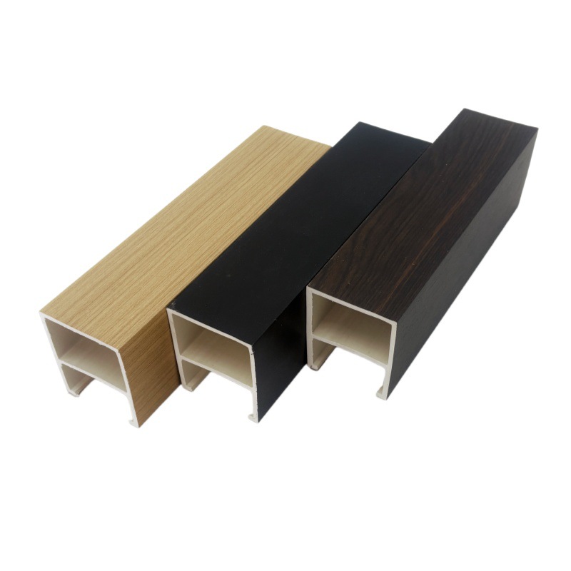 Transfronterizo techo de madera de plástico rejilla de viga falsa puerta de entrada en forma de U cuadrada de madera cuadrada ecológica techo de madera