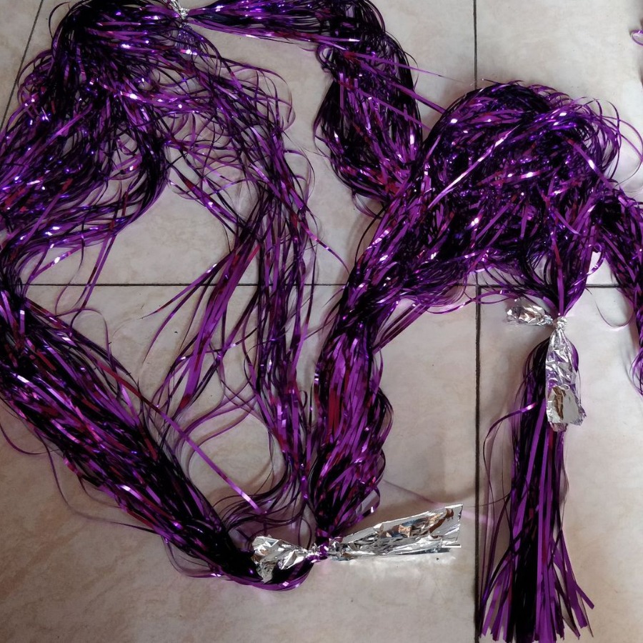 荧光红麦拉丝透明天蓝直条丝草绿五彩飘丝粉白铝箔碎纸垂挂条