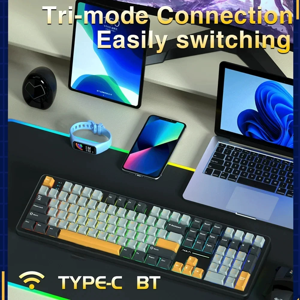 Wolf Spider F108 mechanical keyboard wired Bluetooth wireless three-mode customized gaming buttons side engraved hot swappable