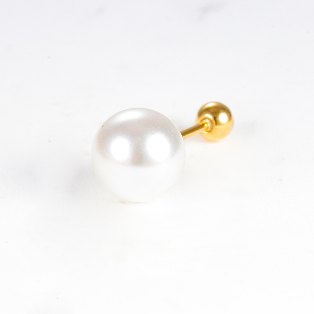 Plating, Inlay Design 1 Piece Simple Style Round Plating Inlay Copper Pearl 18k Gold Plated Ear Studs
