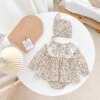 Children's demi-season lace bodysuit, clothing for new born, Korean style, long sleeve, floral print