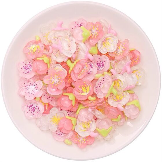 resin diy accessories mobile phone case diy accessories handmade material resin accessories mixed transparent peach blossom cherry blossom