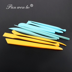 DIY Pottery Tools Small 3 Pieces Blue Plastic Knife Handmade Cut Strips Wave Pattern Set Children's Color Matching Knife Tool Pen