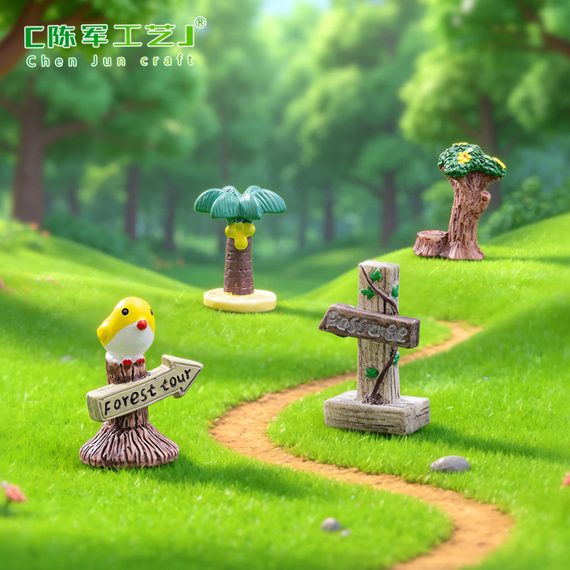 Moss Micro-Landscape Decorative Ornaments Zakka Miscellaneous Goods Simulated Street Signs and Bus Stop Signs Four Types of Tree Stump Street Signs