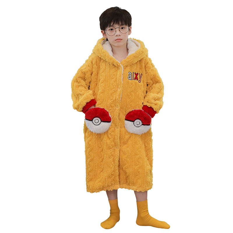 (2개) 어린이 가을과 겨울 플란넬 긴팔 소년 잠옷 기모 두꺼운 후드 잠옷 재미 큰 어린이 집 옷