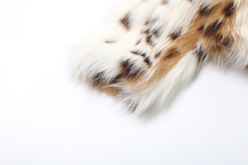 Fall All Match Leopard Print Spotted Long Fur Warm Long Sleeves Coat