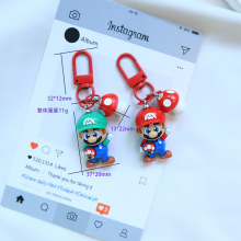 超级玛丽公仔钥匙扣挂件立体软胶马里奥小挂件滴胶萌粒手机挂饰品