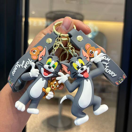Cross-border Cat and Mouse Keychain Large Doll Tom Cat Pendant Schoolbag Hanging Delicate Key Chain Small Gift