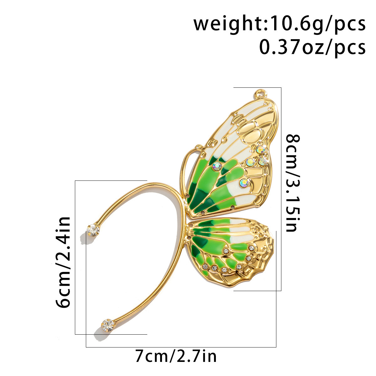 1 Piece Elegant Sweet Butterfly Plating Iron Rhinestones Ear Cuffs display picture 1