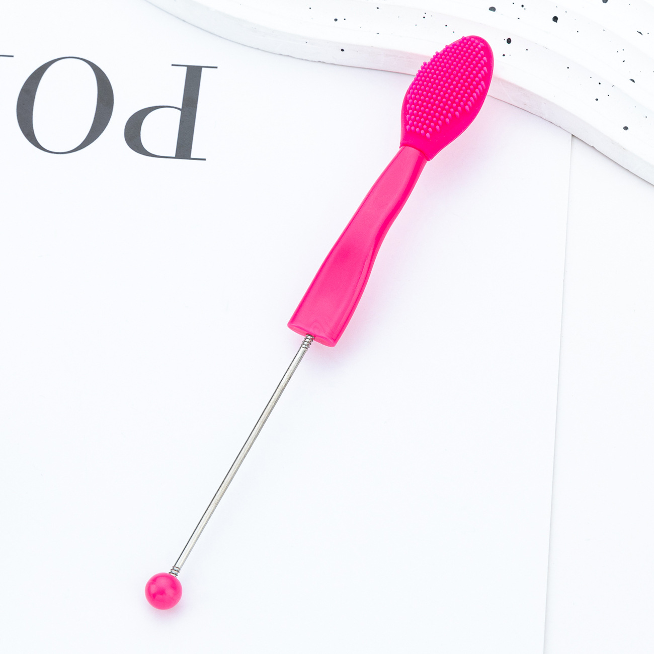 DIY beaded silicona cepillo labial cepillo de cabeza negra cepillo de nariz cepillo de nariz doble cepillo multifuncional cepillo labial lavado cepillo de nariz al por mayor