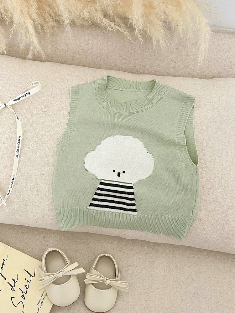 Bebé estilo occidental dibujos animados cachorro suéter chaleco coreano niña bebé suéter delgado chaleco de todo fósforo ropa infantil linda