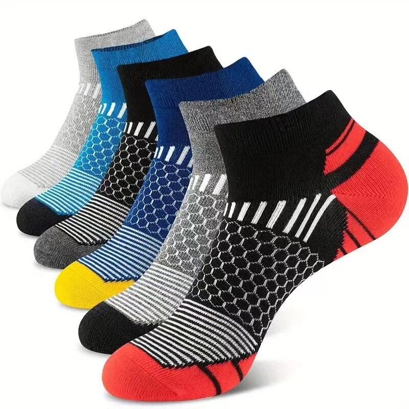 Cross-border foreign trade sports stockings men's socks summer running breathable outdoor boat socks color matching short tube socks socks wholesale