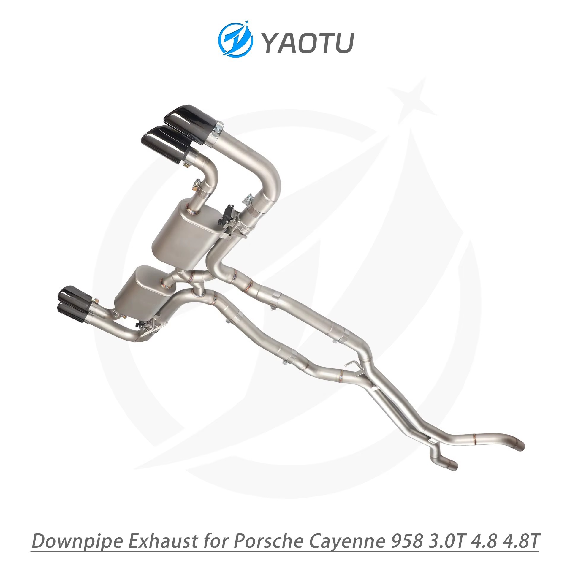 Suitable for Porsche Cayenne 958 3.0T 4.8T mid-to-rear dual-side four-outlet exhaust pipe with valve