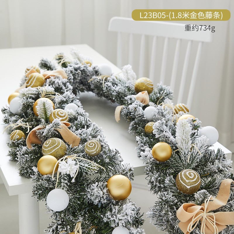 クリスマス装飾品創意暗号化植毛雪花藤条ホテルデパートのショーウインドーのドアの階段手すりの配置