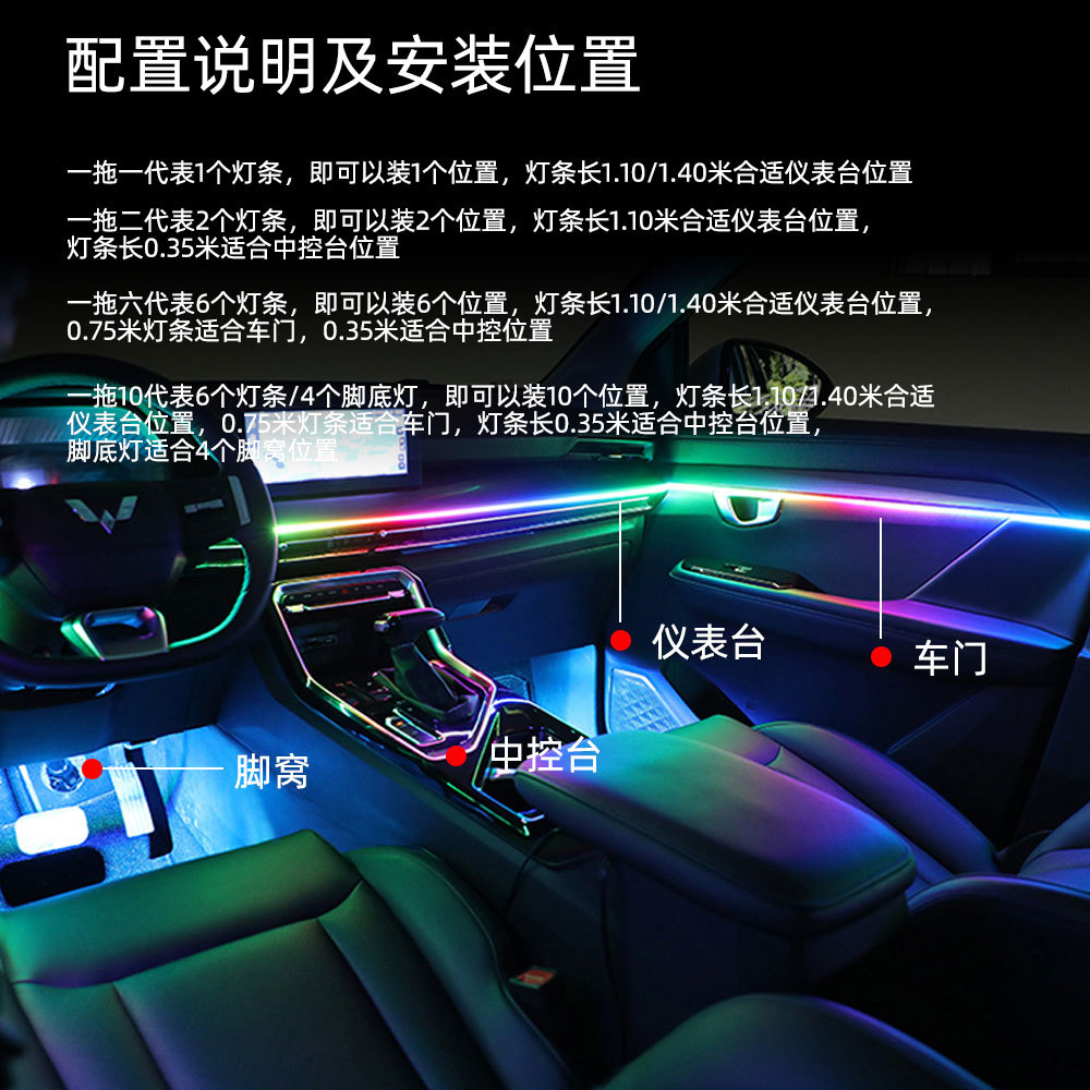 Magic color car interior central control atmosphere light modified led acrylic USB car atmosphere light flowing decorative light