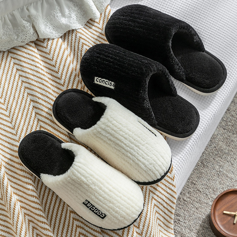 Cixi Cotton Slippers Spring and Autumn and Winter Men's Home Indoor Non-slip Home Warm Couple Winter Fur Plush Women