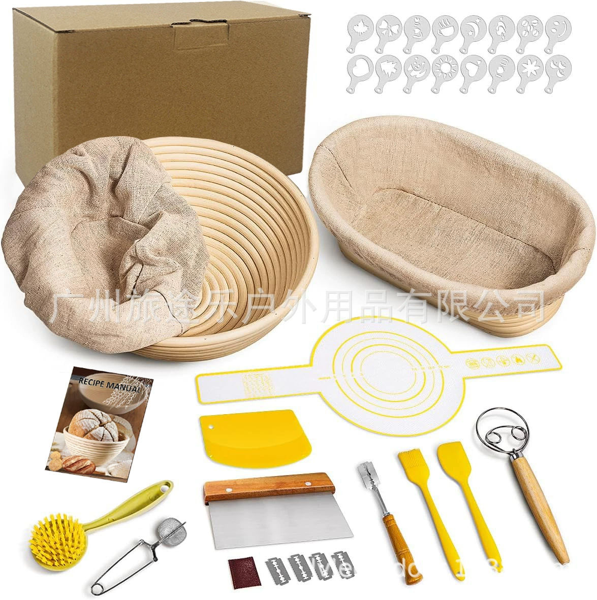 Amazon Хлебобулочные инструменты Товары из ротанга Banneton брожение корзина скребка пудер набор для резки хлеба