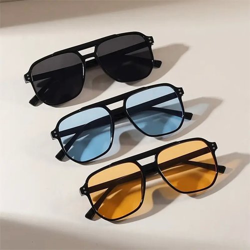 New cross-border oceanic double-barrel rivet sunglasses, UV-proof, stylish large-frame sun glasses, retro style.