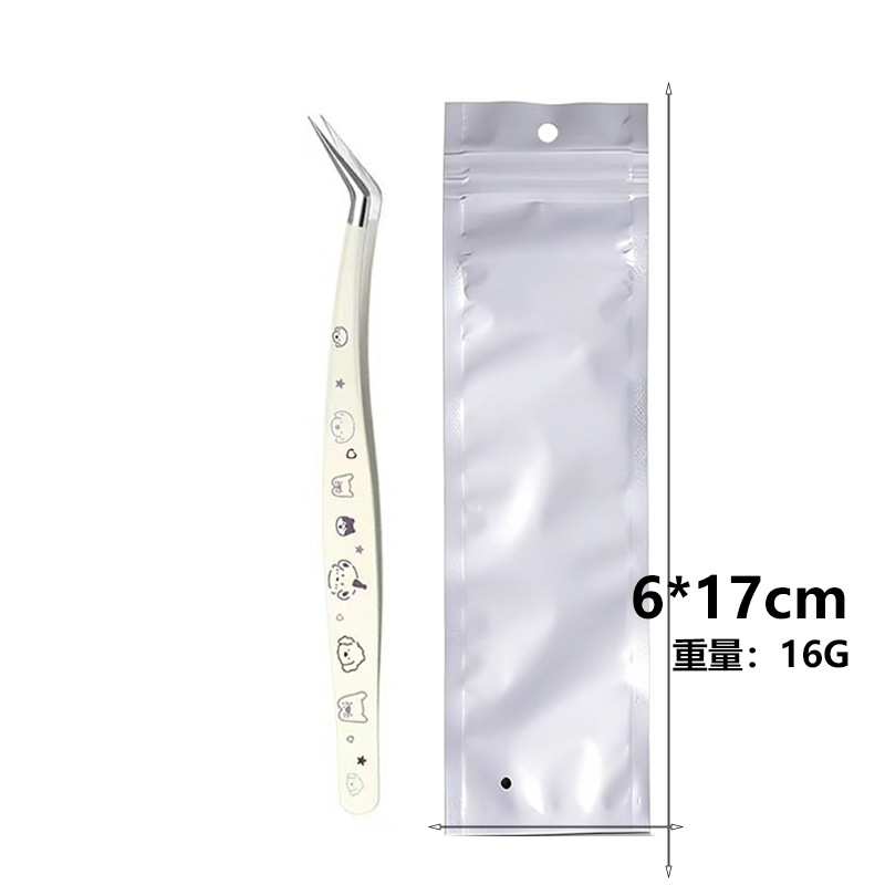 Golden Feather Clip-Milk White Puppy + Pearlescent Bag