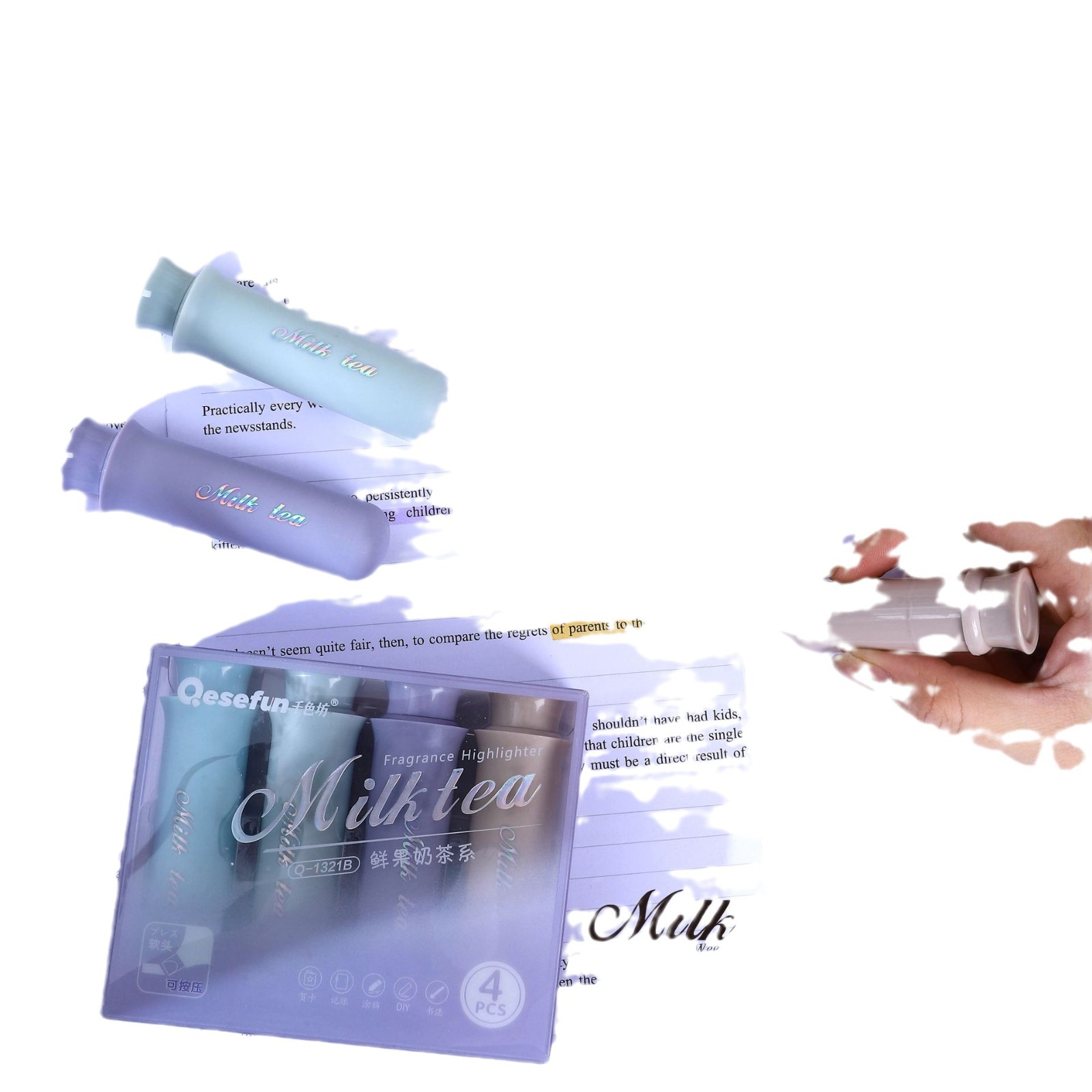 Nuevo conjunto de resaltador de cabeza suave lápiz labial resaltador de estudiantes de leche de escritura de marca de graffiti