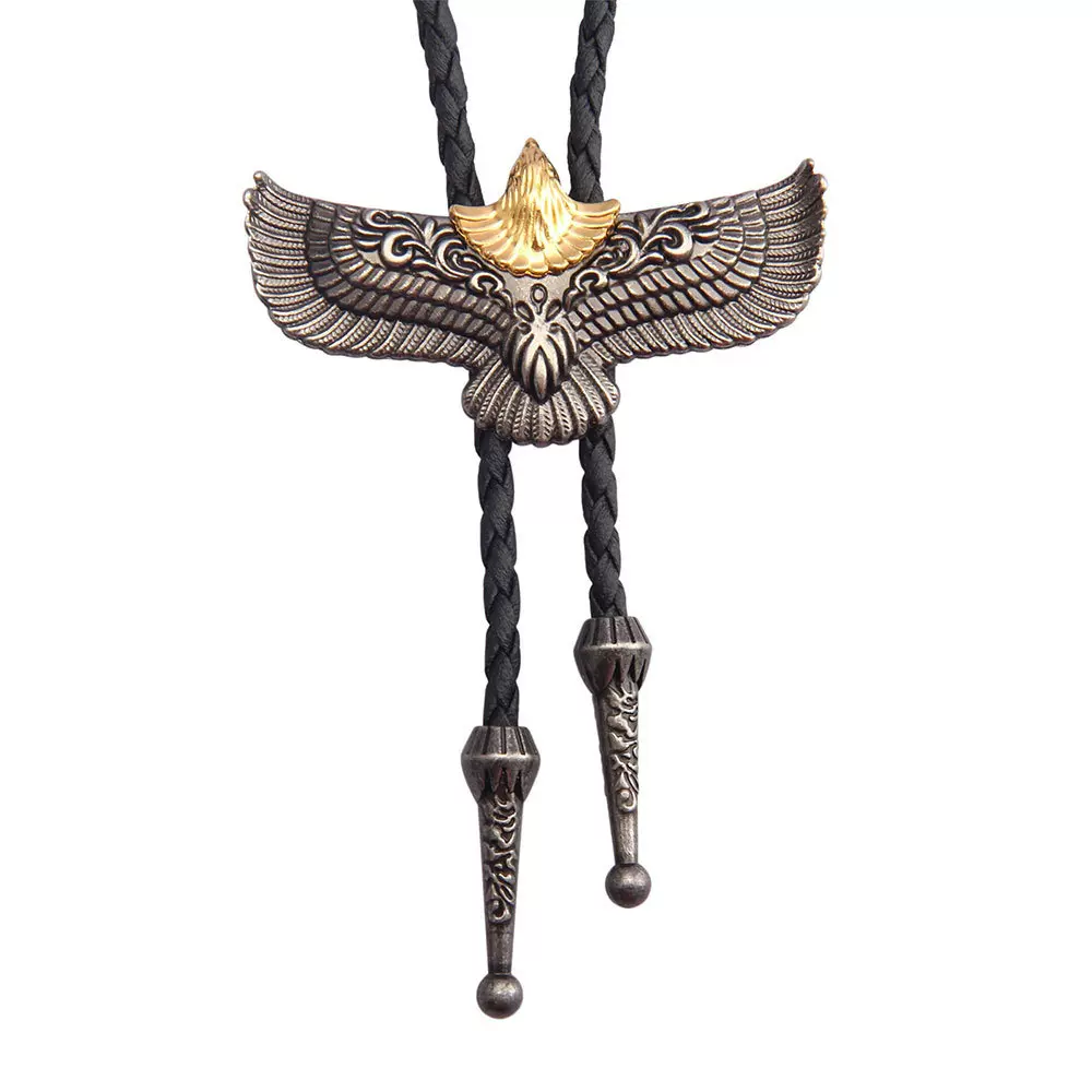 欧美跨境印第安老鹰波洛领带项链西部牛仔帽领带绳男女衬衫毛衣链