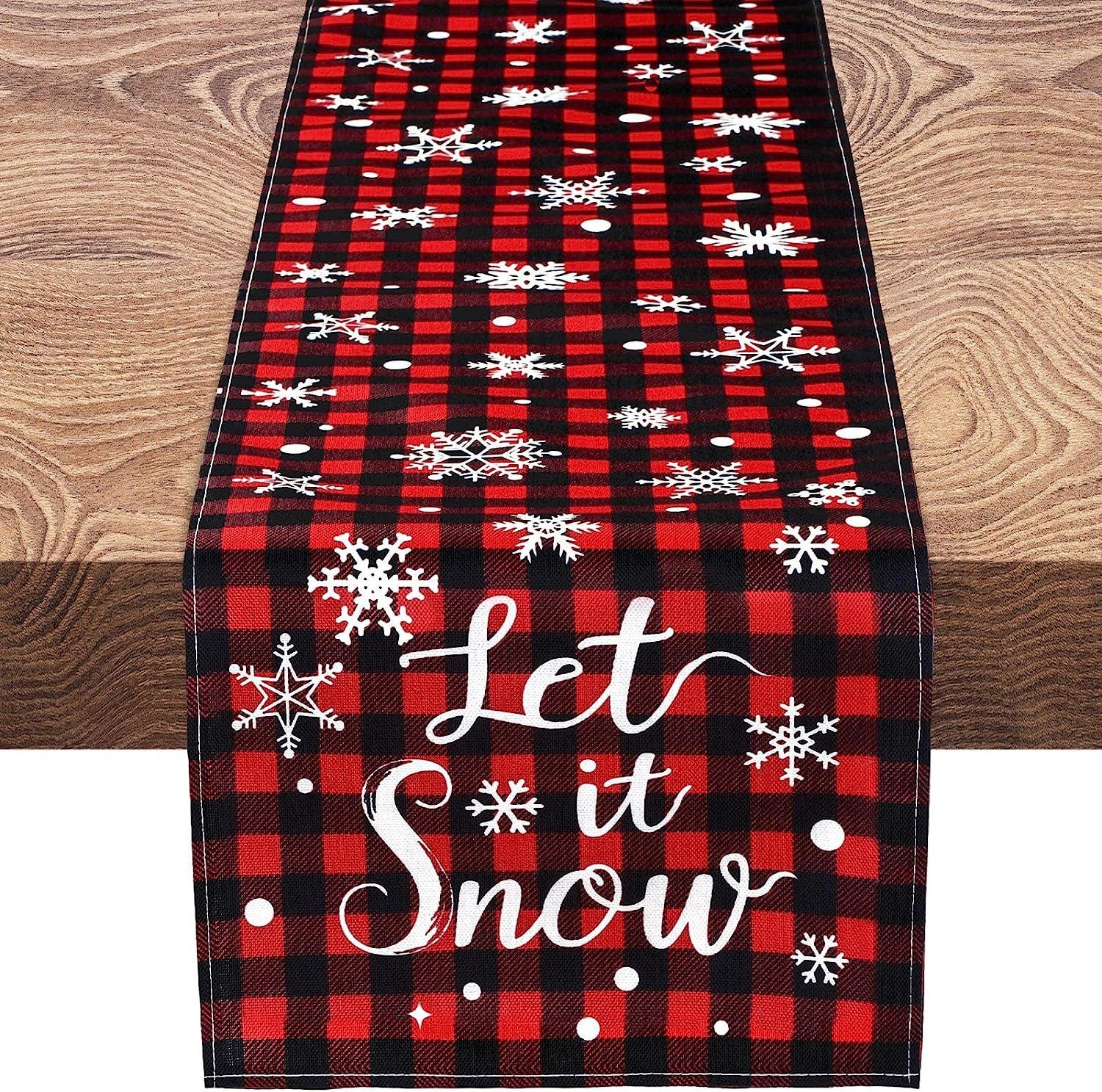 Camino de mesa navideño, decoración de mesa de comedor para el hogar, estilo europeo y americano, mantel nórdico, patrón a cuadros para mesa de té.