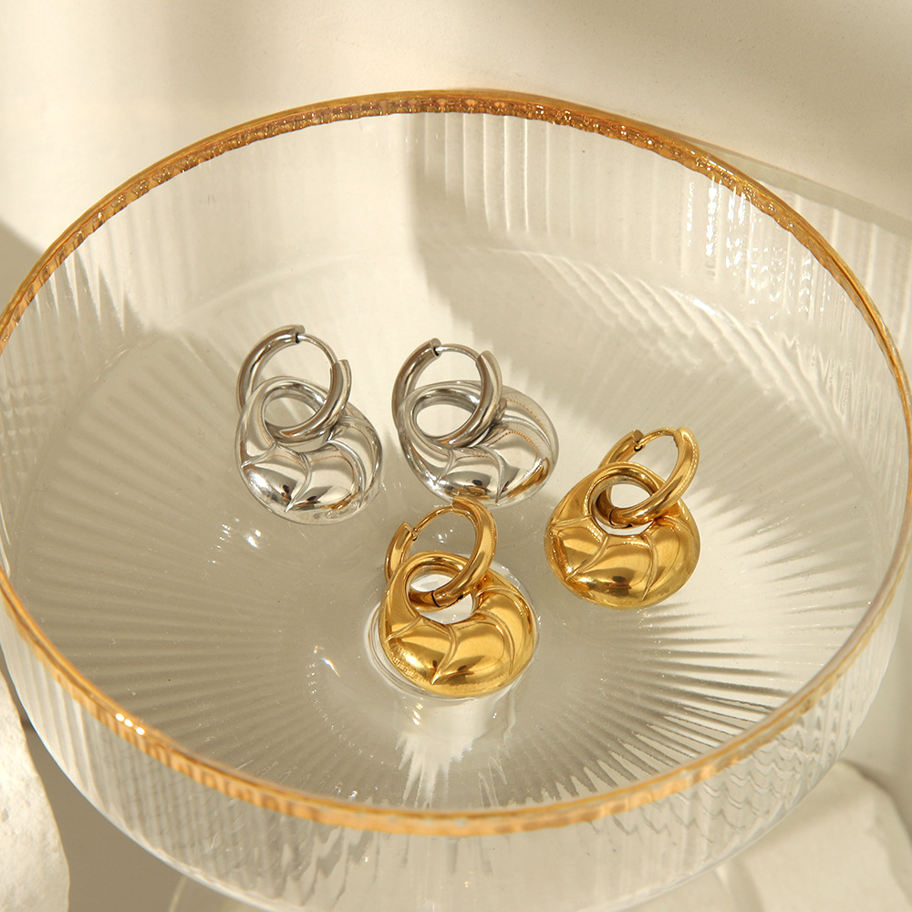 1 Pair Casual Simple Style Geometric 316L Stainless Steel  18K Gold Plated Drop Earrings display picture 1