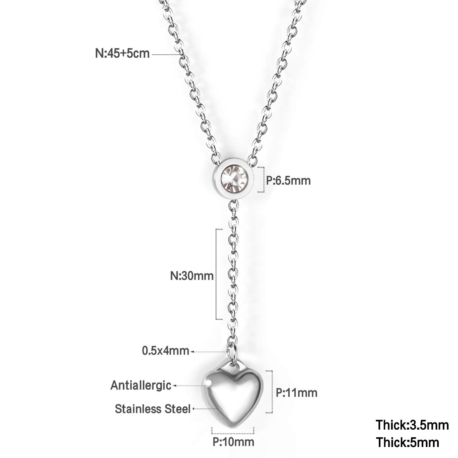 Retro Star Moon Heart Shape Stainless Steel Rhinestones Layered Necklaces