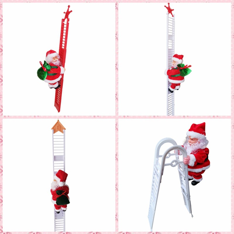Venta directa de fábrica de escalera roja para escalar, decoración navideña para ventanas de casa con diseño de Papá Noel, regalo de juguete para niños.