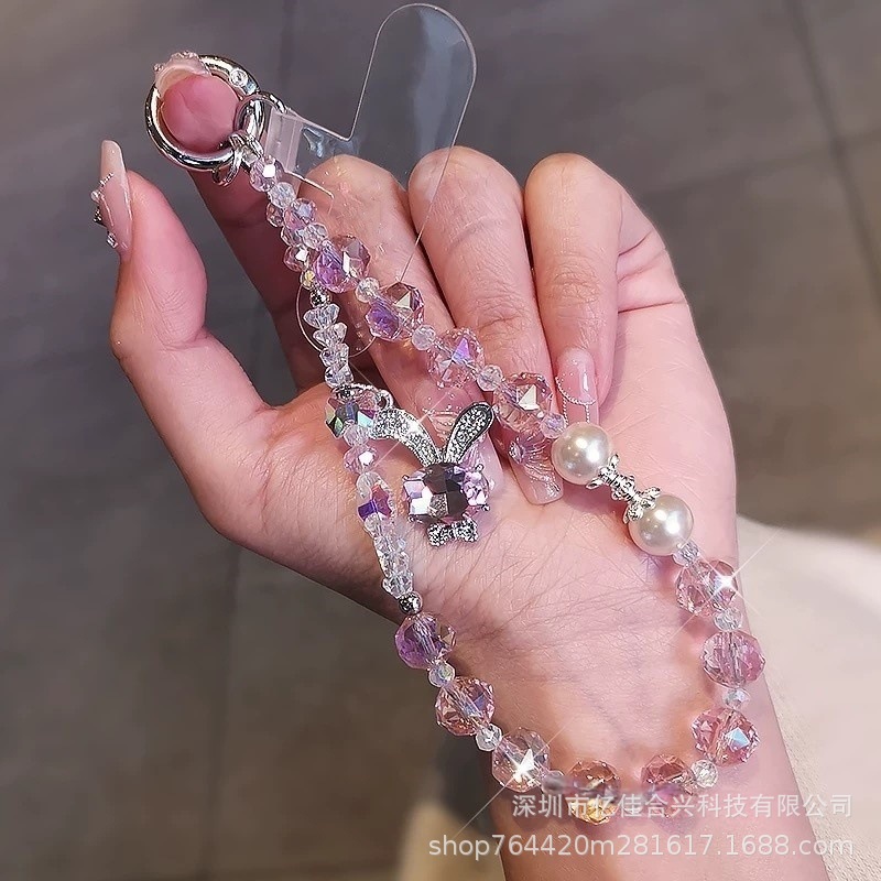 Nuevo cristal perla cordón de cristal con cuentas cadena de teléfono móvil colgante al por mayor sueño conejo colgante de diamantes de imitación comercio exterior transfronterizo