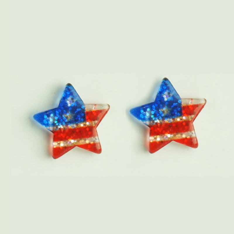 A Pack Of 2 Pairs Simple Style Geometric National Flag Star Printing Arylic Ear Studs display picture 9
