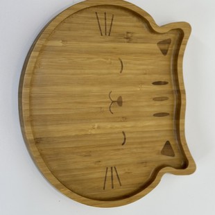 Factory Direct Sales Spot Bamboo Export Quality Kidsren's Dinner Plate Fat Cat Plate Tableware Brand New Factory Direct Supply