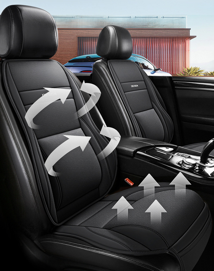 Cross-Border Popular Car Seat Cushion, Five-Seater Universal with Lumbar Support and Leg Rest, Four-Season Universal Car Seat Cushion, Full Leather Seat Cover