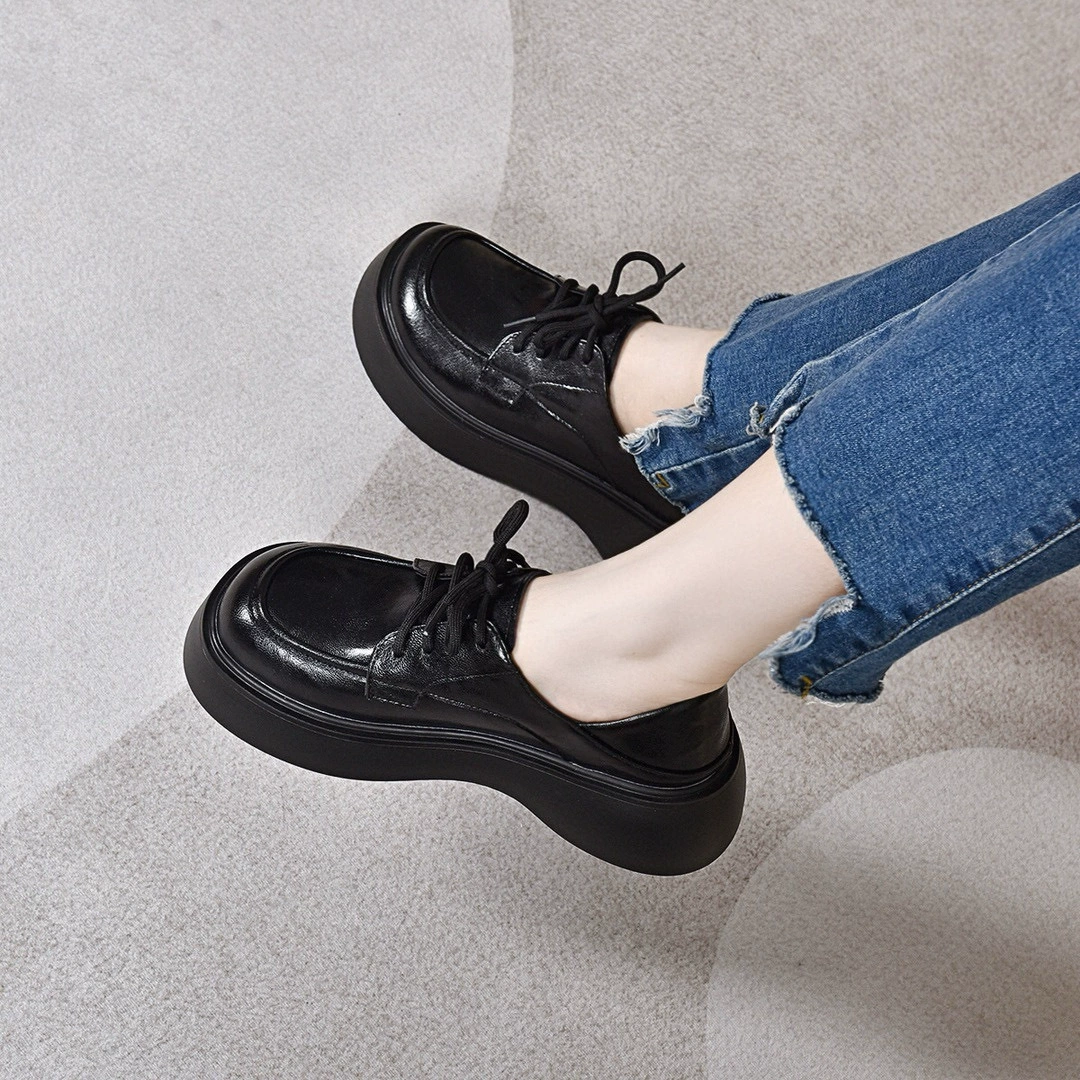 Demi-season footwear platform, shoes, loafers for leather shoes, Korean style
