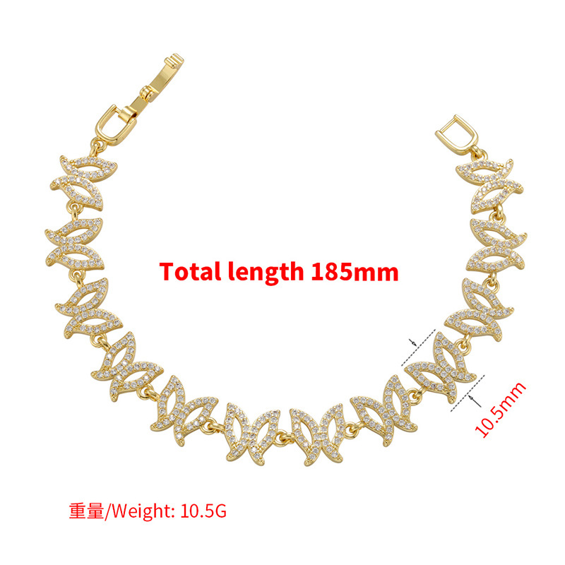 Micro-set zircon full diamond bracelet butterfly wheat ear geometric pattern copper bracelet