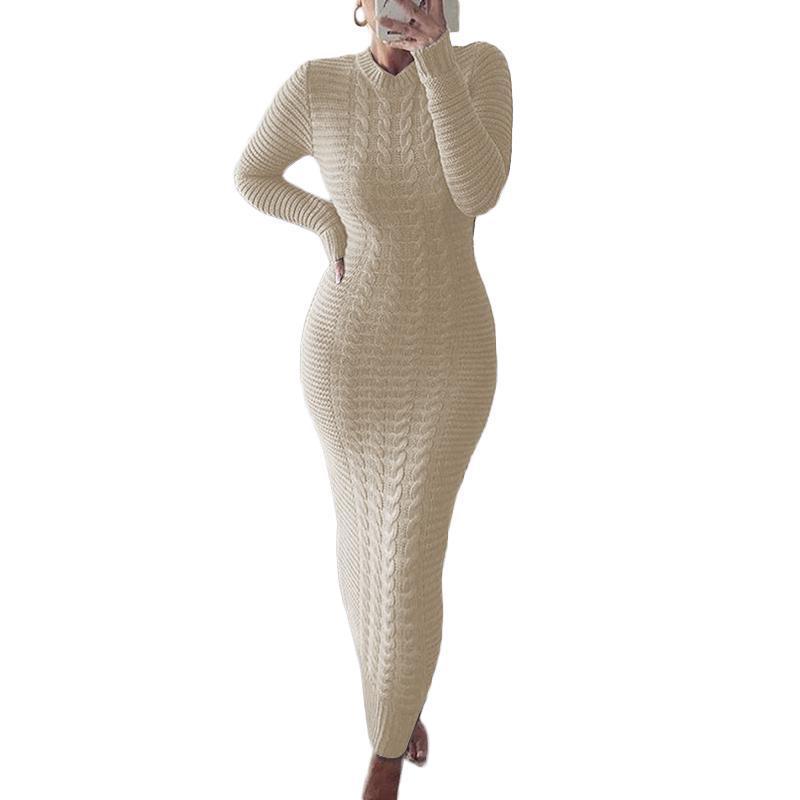 Vestido de lana de manga larga con diseño moderno para mujer, nueva colección otoño-invierno 2026 europea y americana, disponible en Amazon Wish. image 7