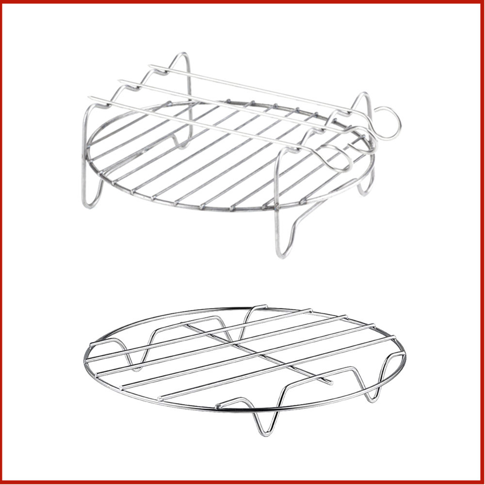 Accesorios de freidora de aire 2 piezas de acero inoxidable multi-barbacoa Parrilla de doble capa aguja en forma de G estante de vapor de una sola capa