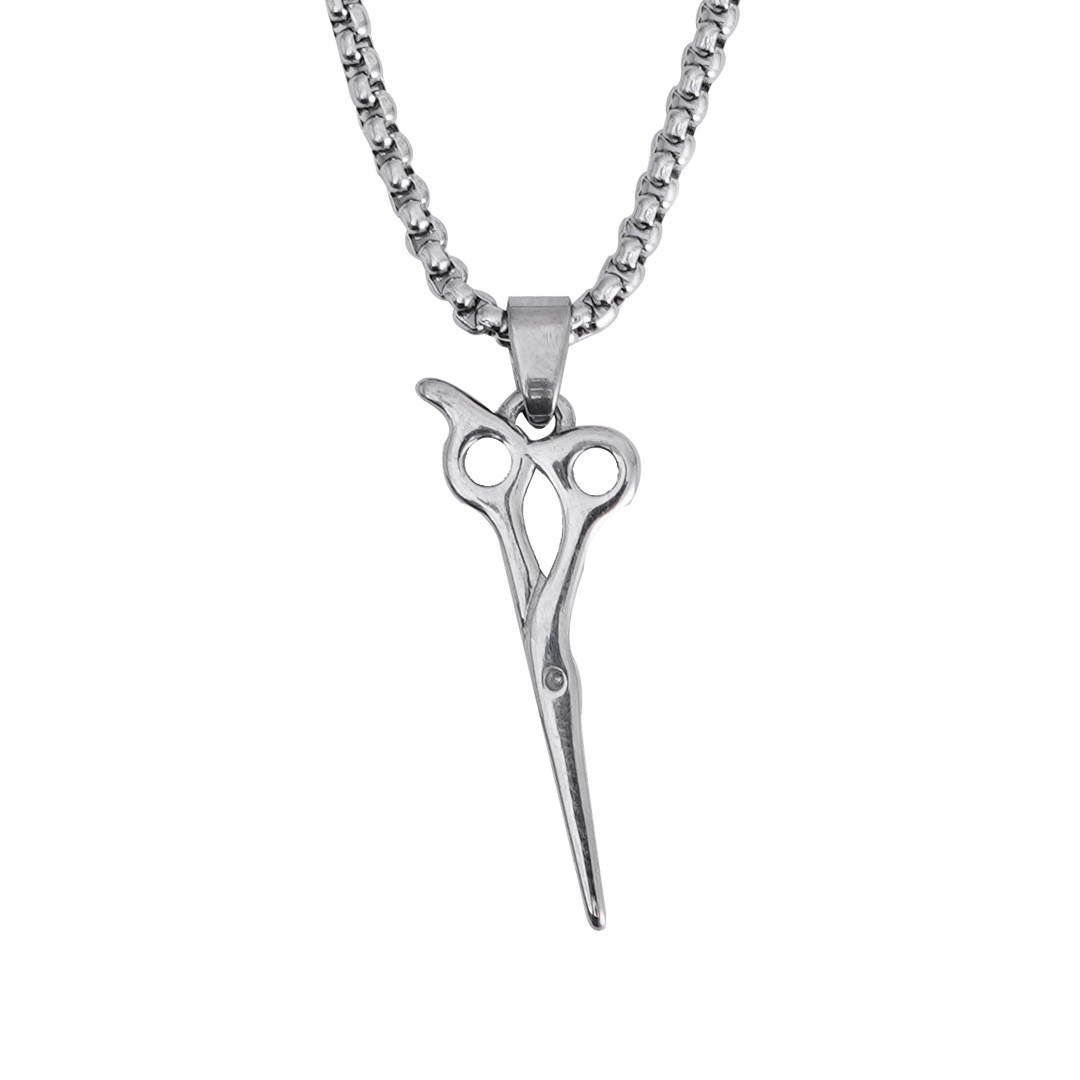 Moderiktiga hårklippare i rostfritt stål, hiphop-halsband, frisörer, trendiga titanhängen för män_voghion.com