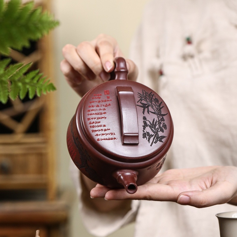 竹节汉瓦 宜兴紫砂壶原矿龙血砂匠心手制大口使用器精美紫砂茶壶|undefined