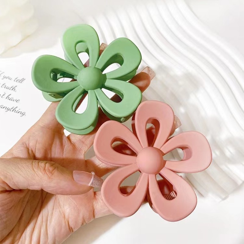 Basic Sweet Solid Color Flower Plastic Resin Hair Claws display picture 2