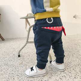2026韩版春季儿童卫裤男女童纯色鳄鱼毛圈卡通小童新款外贸长裤
