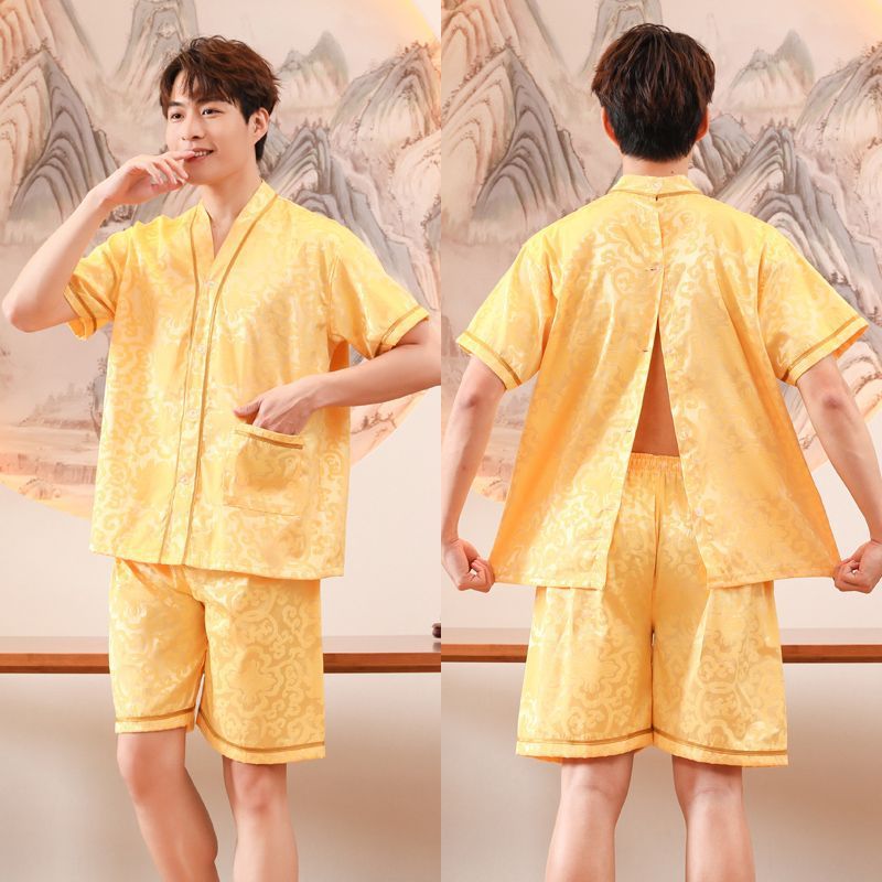 hot純棉艾灸服後背開扣汗蒸服開衫美容推拿衣服開背服前後開男女